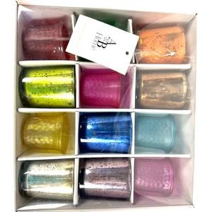 A & B Home Set of 12 Colorful Glass Mercury Votive Candle Holders-New in Box!